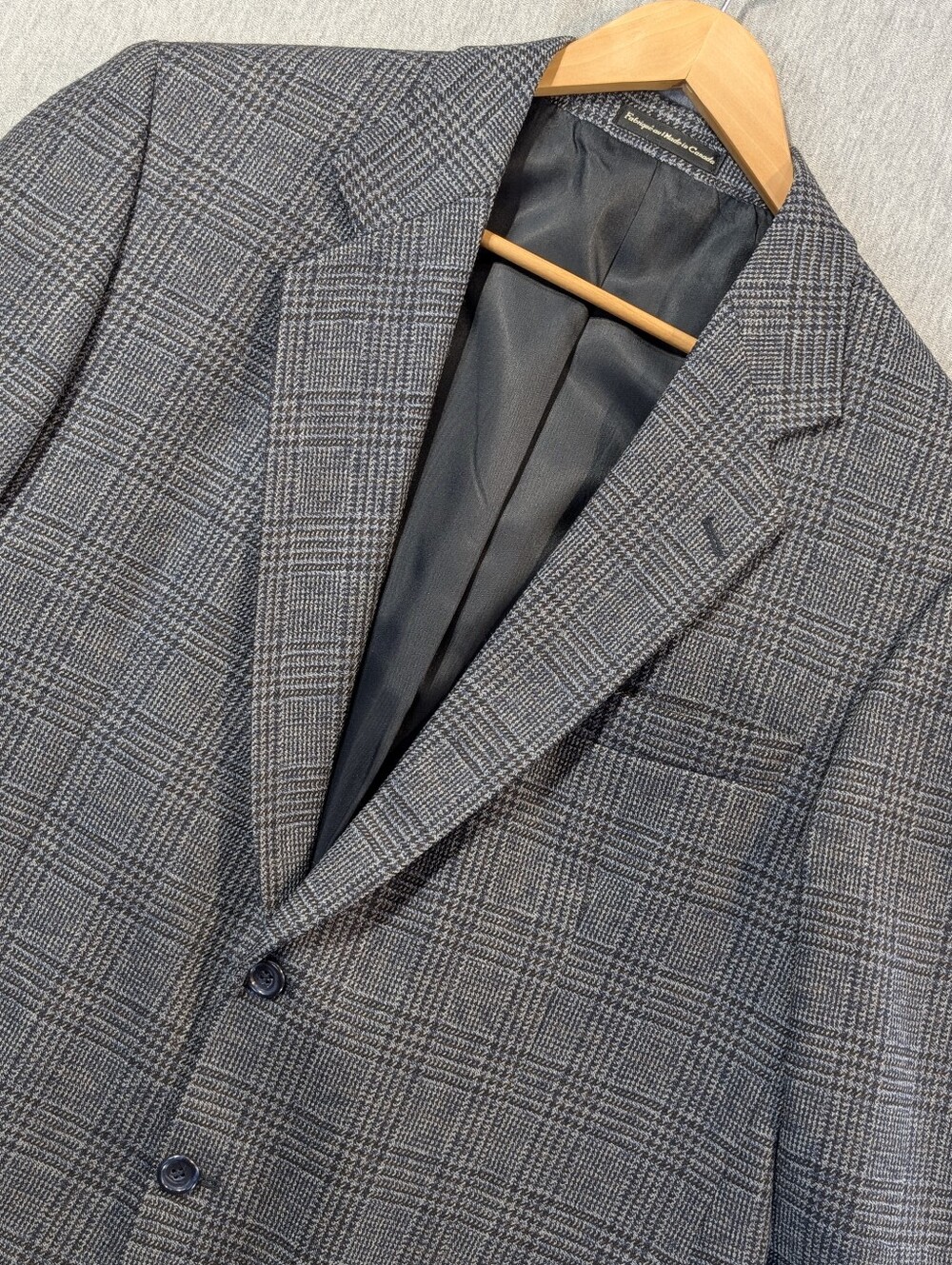 Hyde Park Moores Wool Glen Plaid Blazer Men's 44R Grey Black Sport Jacket